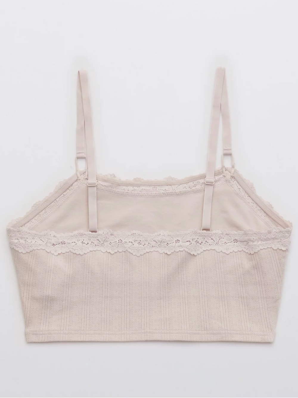 Aerie Pointelle Lace Trim Longline Bralette XL NWT Cotton Spandex - Picture 4 of 9